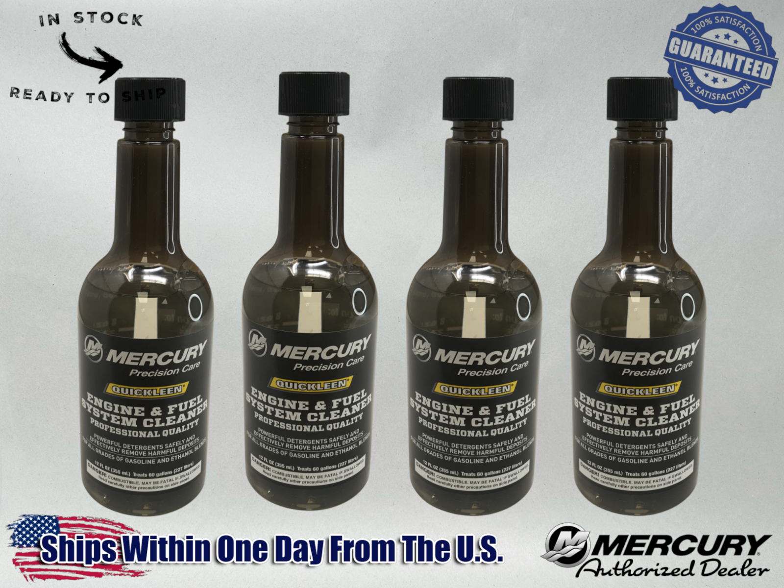 Mercury OEM Quickleen Engine and Fuel System Cleaner 12 oz. 92-8M0047931 4 Pack