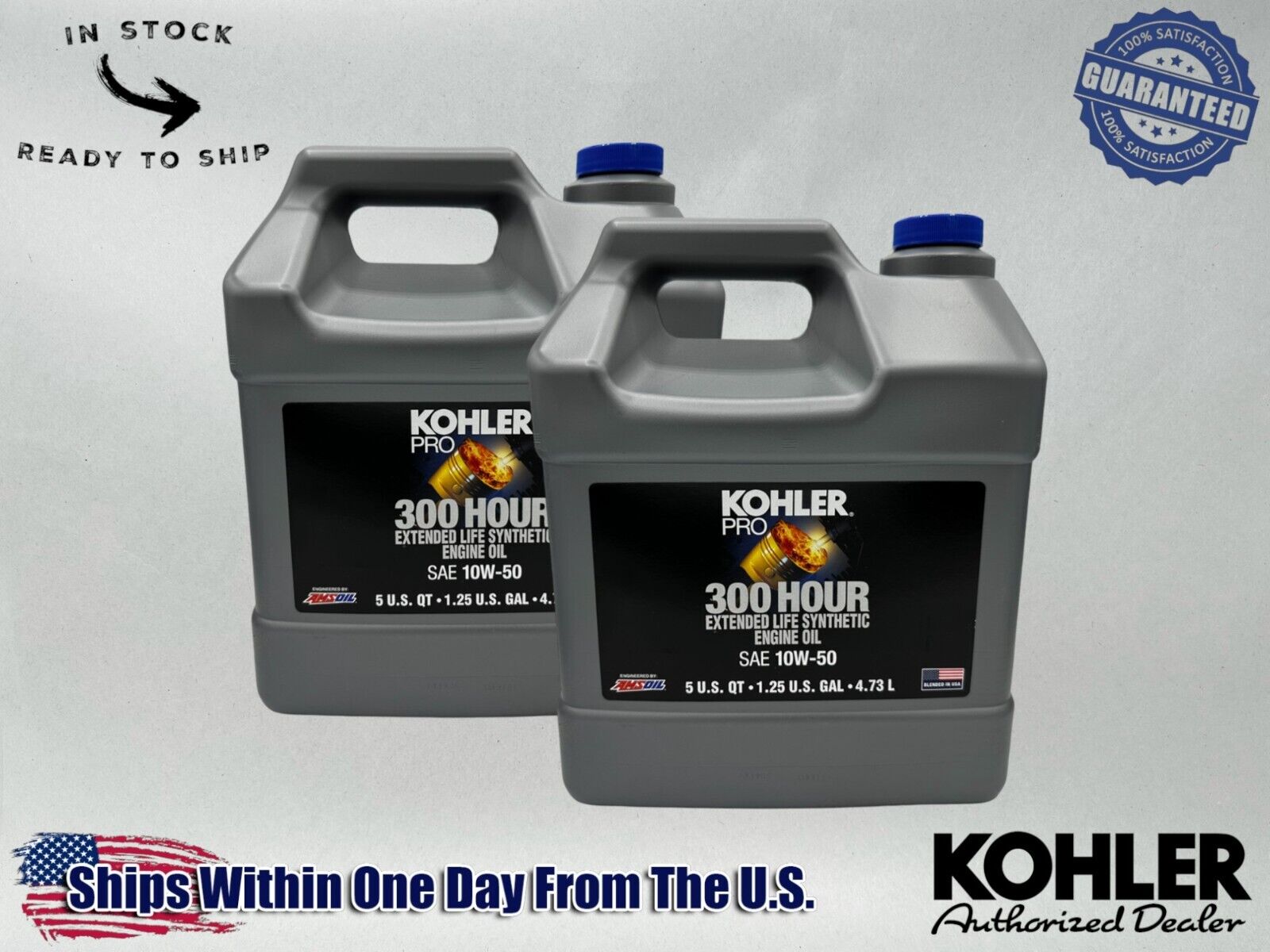 Kohler OEM 10W-50 300 Hr Semi Synthetic Oil 5-Quart Bottle 25-357 75-S-2PACK