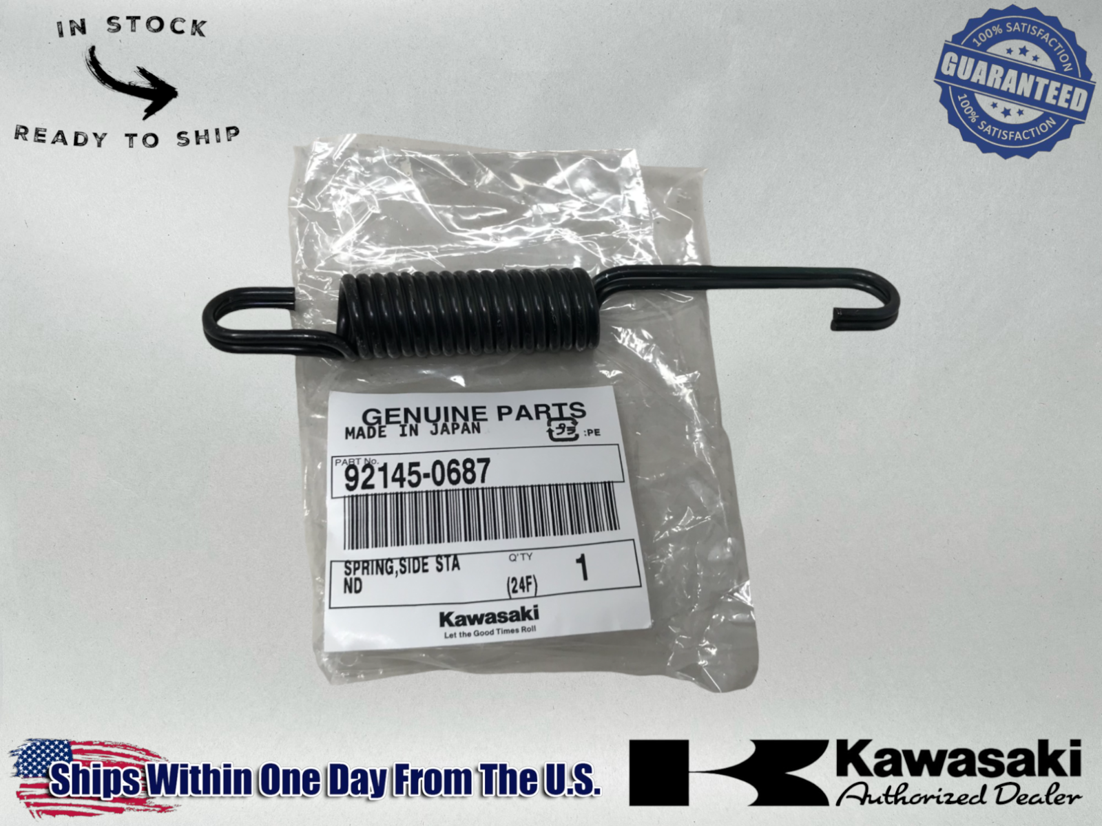 Kawasaki OEM Vulcan 1996 - 2024 Kick Stand Tension Spring 92145-0687