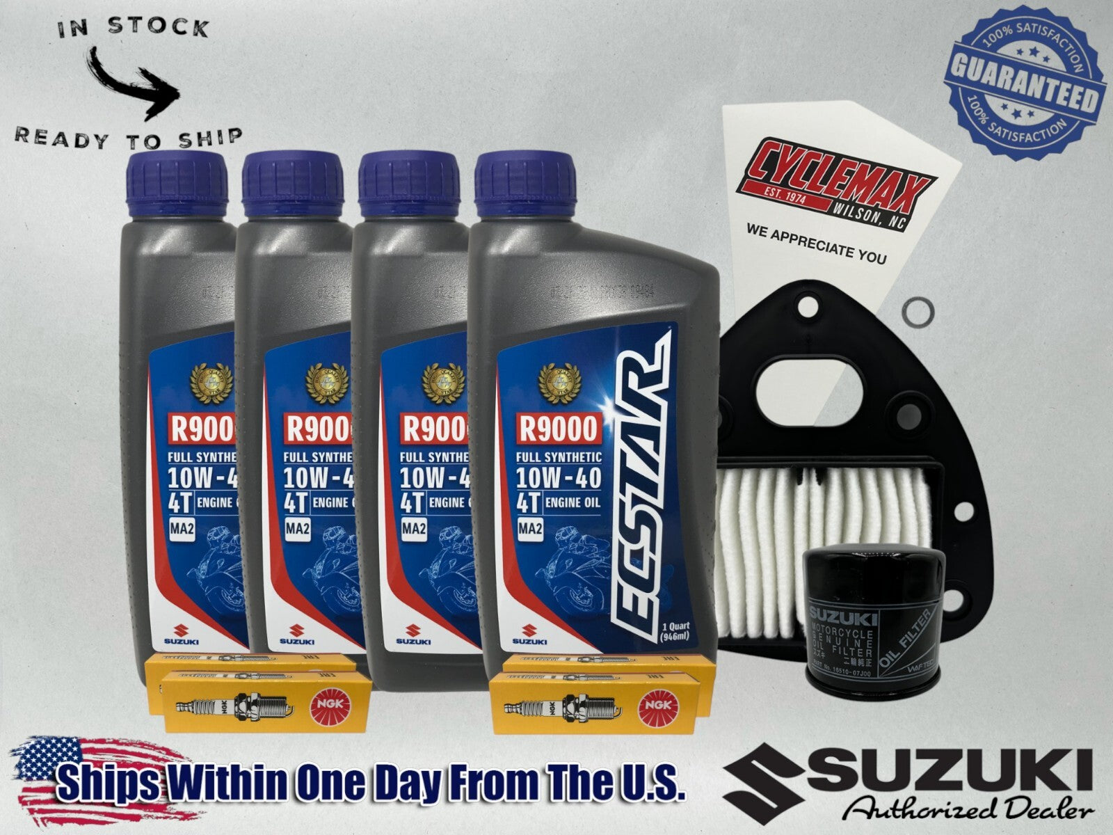 Cyclemax Full-Synthetic Ecstar R9000 Tune-Up Kit compatible with 2005-2009 Suzuki Boulevard C90
