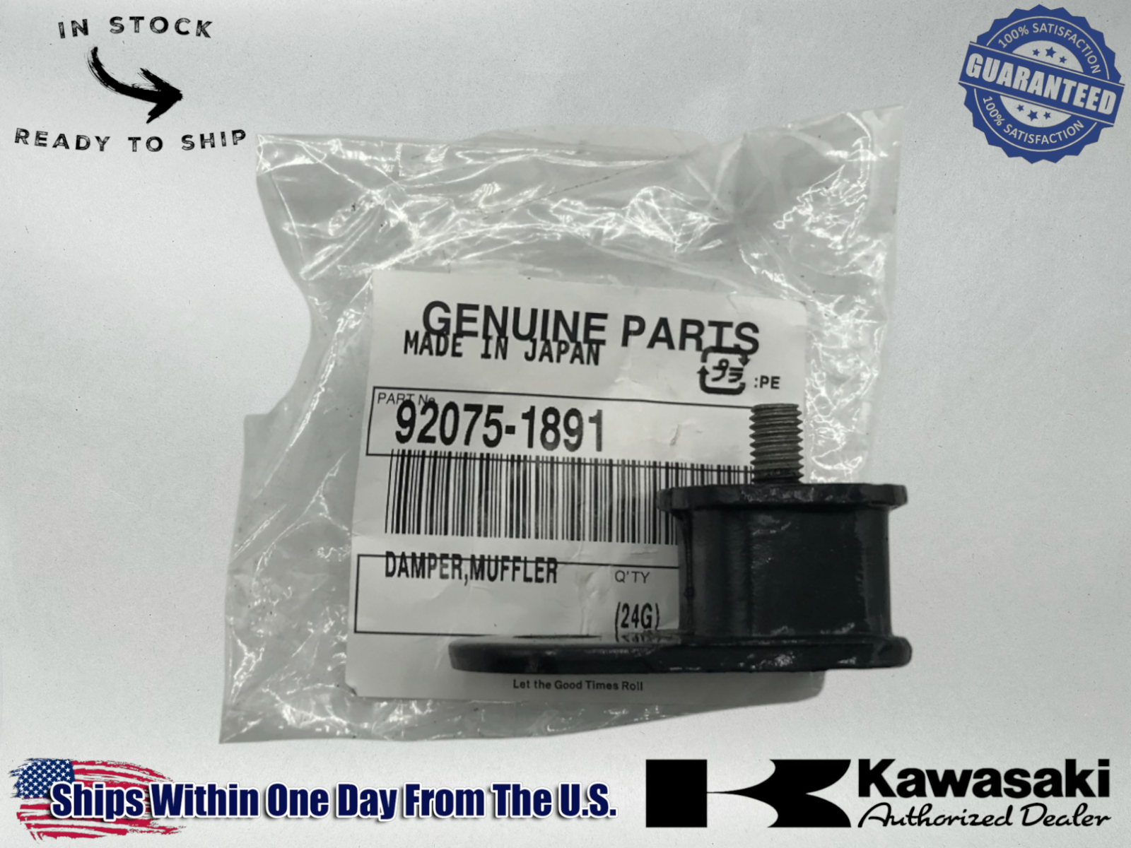 Kawasaki Genuine OEM Authentic 1982-99 KDX KX TECATE MUFFLER DAMPER 92075-1891