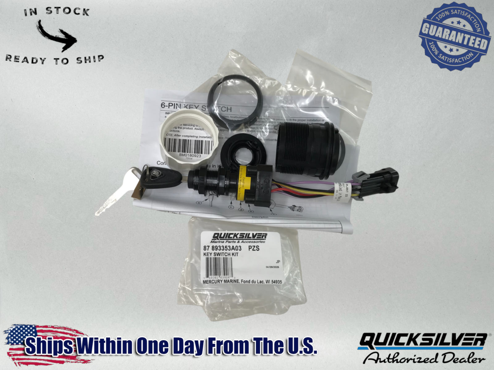 Mercury Genuine OEM Authentic Verado Key Switch Kit - Part# 893353A03