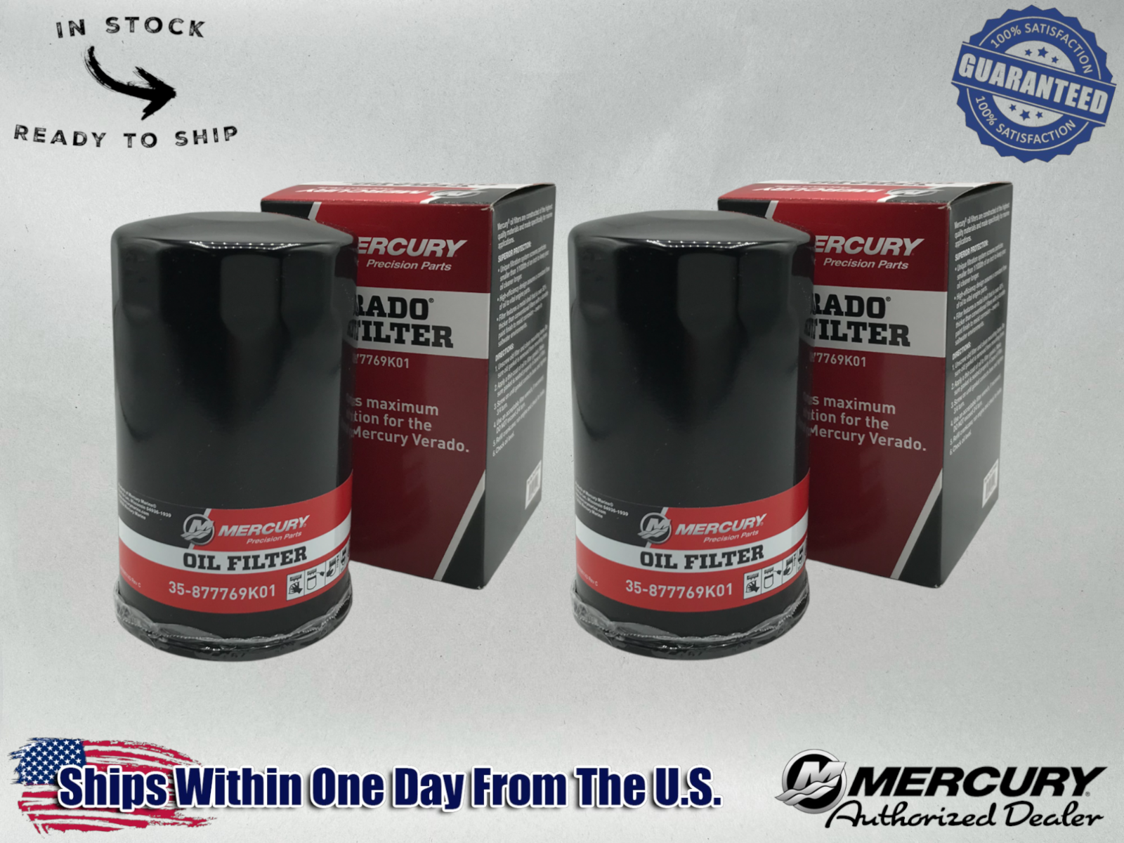 Mercury Genuine OEM Authentic Oil Filters 35-877769K01 2 Pack