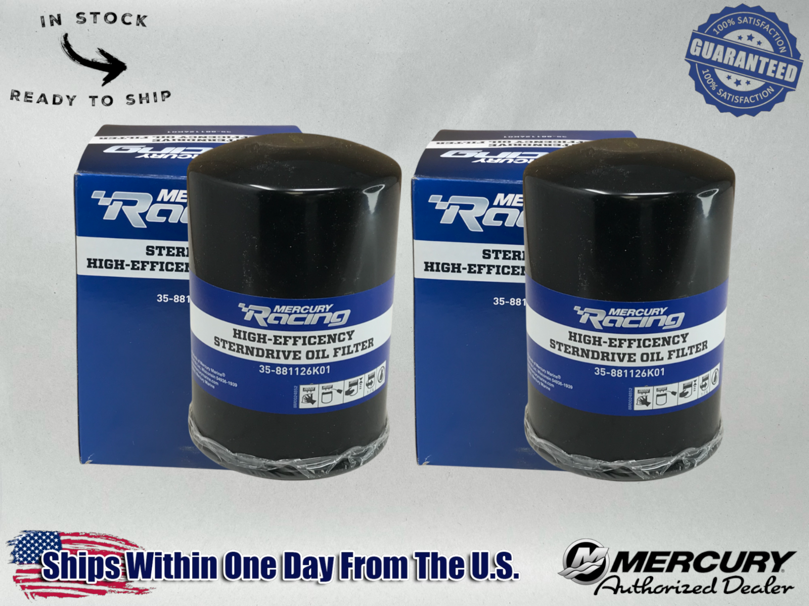 Mercury Genuine OEM Authentic High Performance Oil Filters 35-881126K01 2 Pack