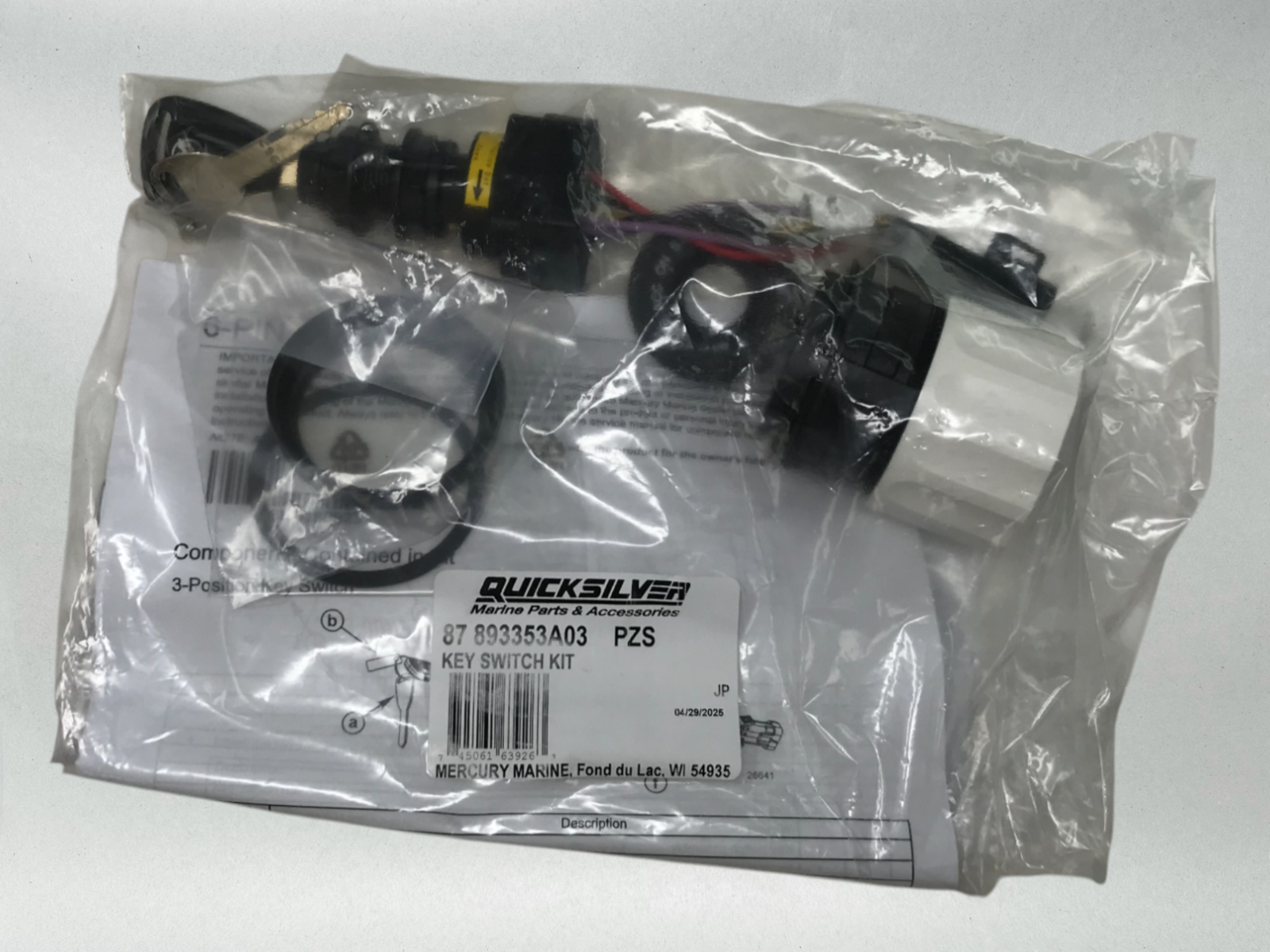 Mercury Genuine OEM Authentic Verado Key Switch Kit - Part# 893353A03