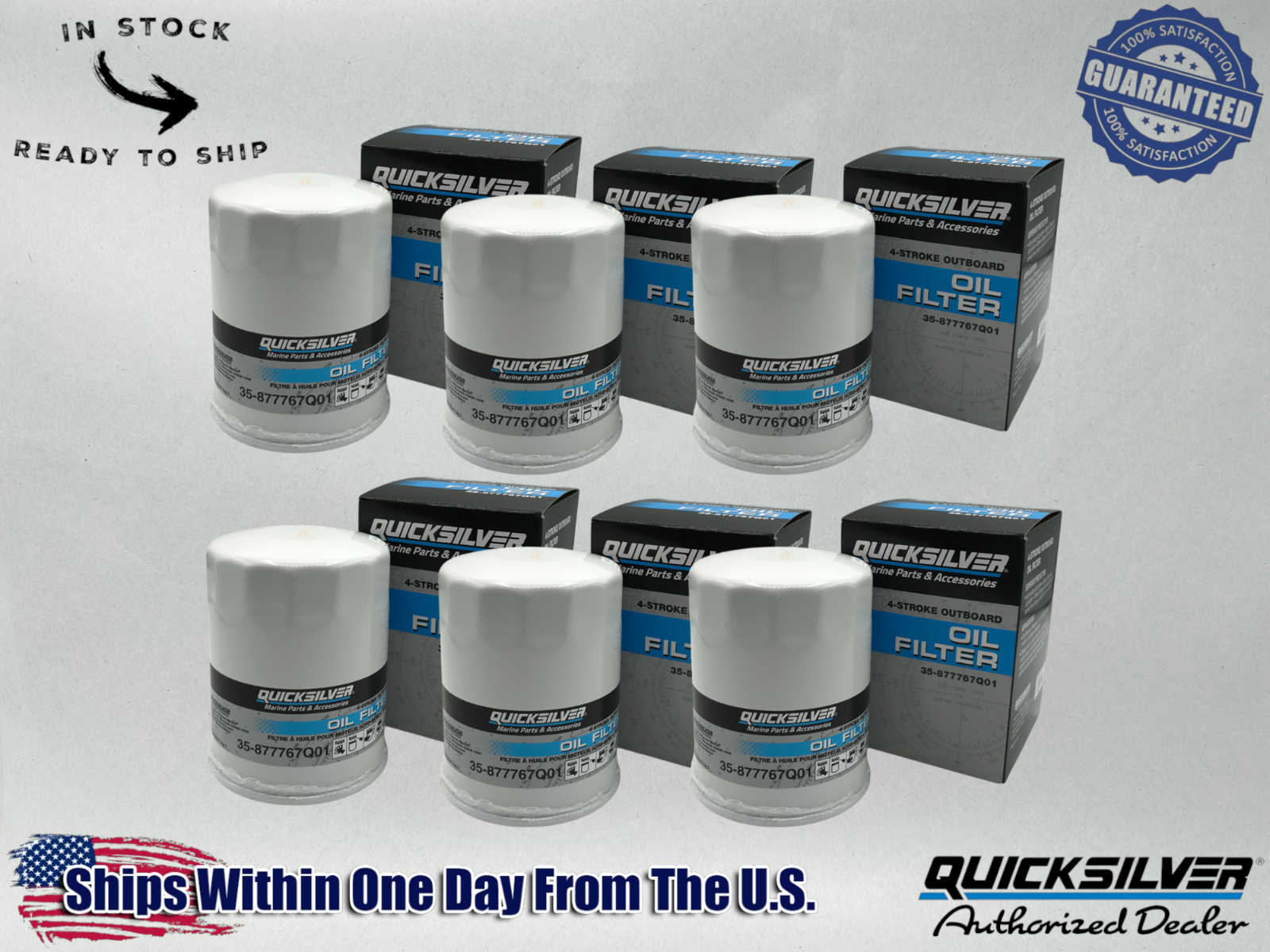 Quicksilver Genuine OEM Authentic Oil Filters 35-977767Q01 6 Pack