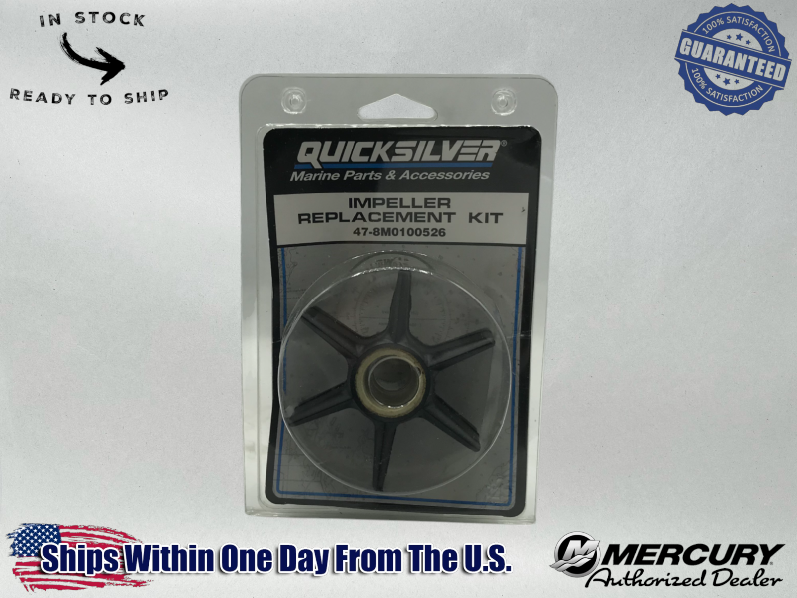Quicksilver Genuine Marine Water Pump Impeller Kit, 47-8M0094530, 47-8M0100526