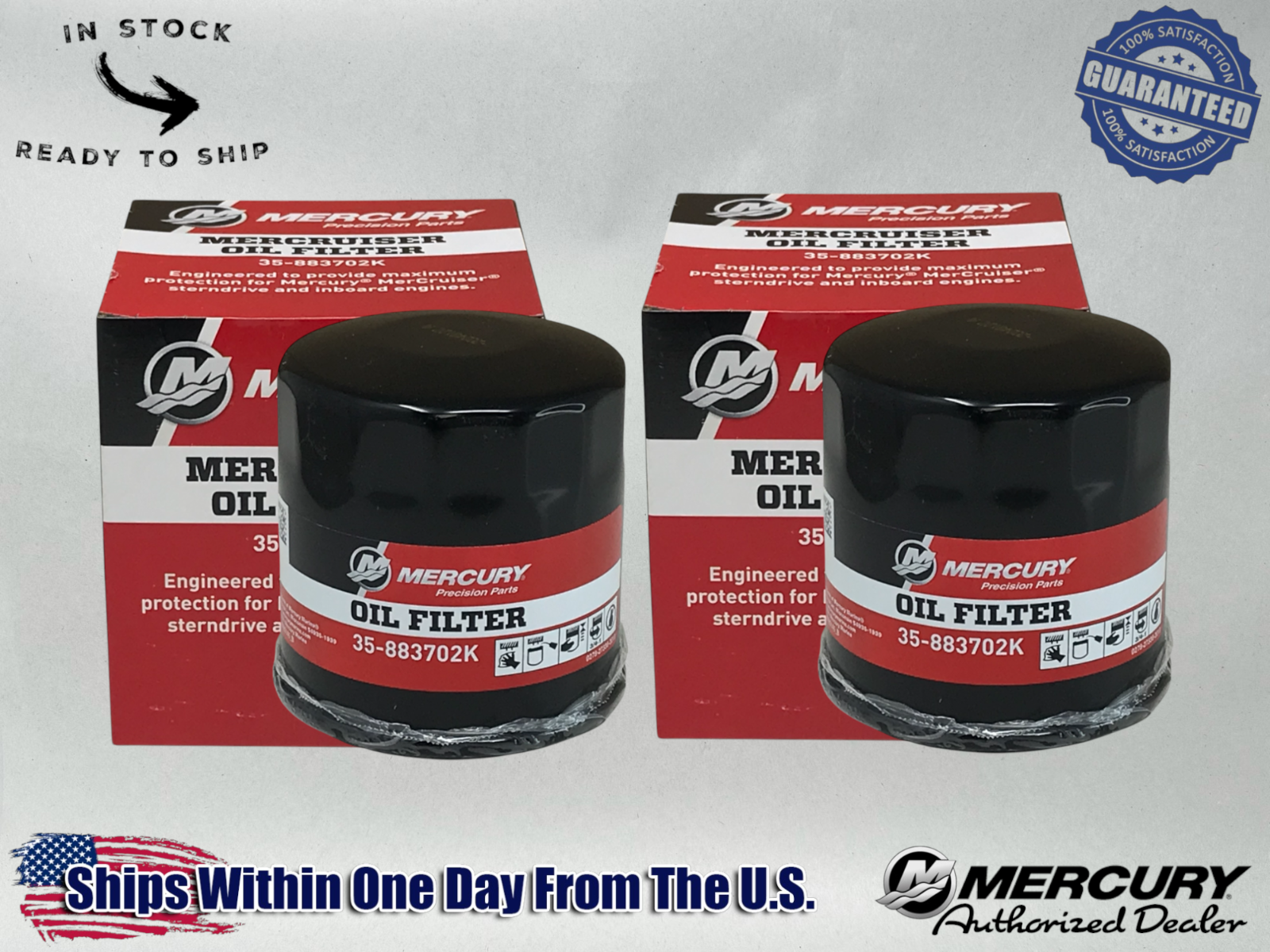Mercury Genuine OEM Authentic Oil Filters 35-883702K 2 Pack