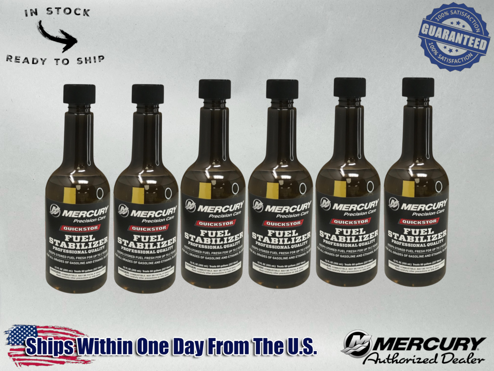 Mercury OEM Quickstor Fuel Treatment & Stabilizer 12 Oz. 92-8M0047932 6 Pack
