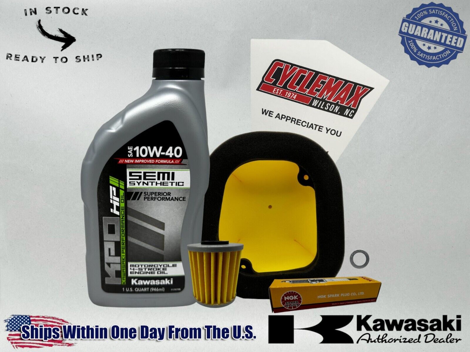 Cyclemax Semi Synthetic Tune Up Kit fits 2019-2023 Kawasaki KX450 w/ Spark Plug