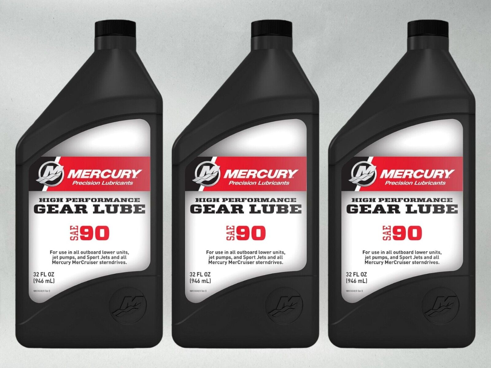 Mercury OEM 8M0222063 SAE 90 High Performance Gear Lube Quart 8M0222063-3PACK