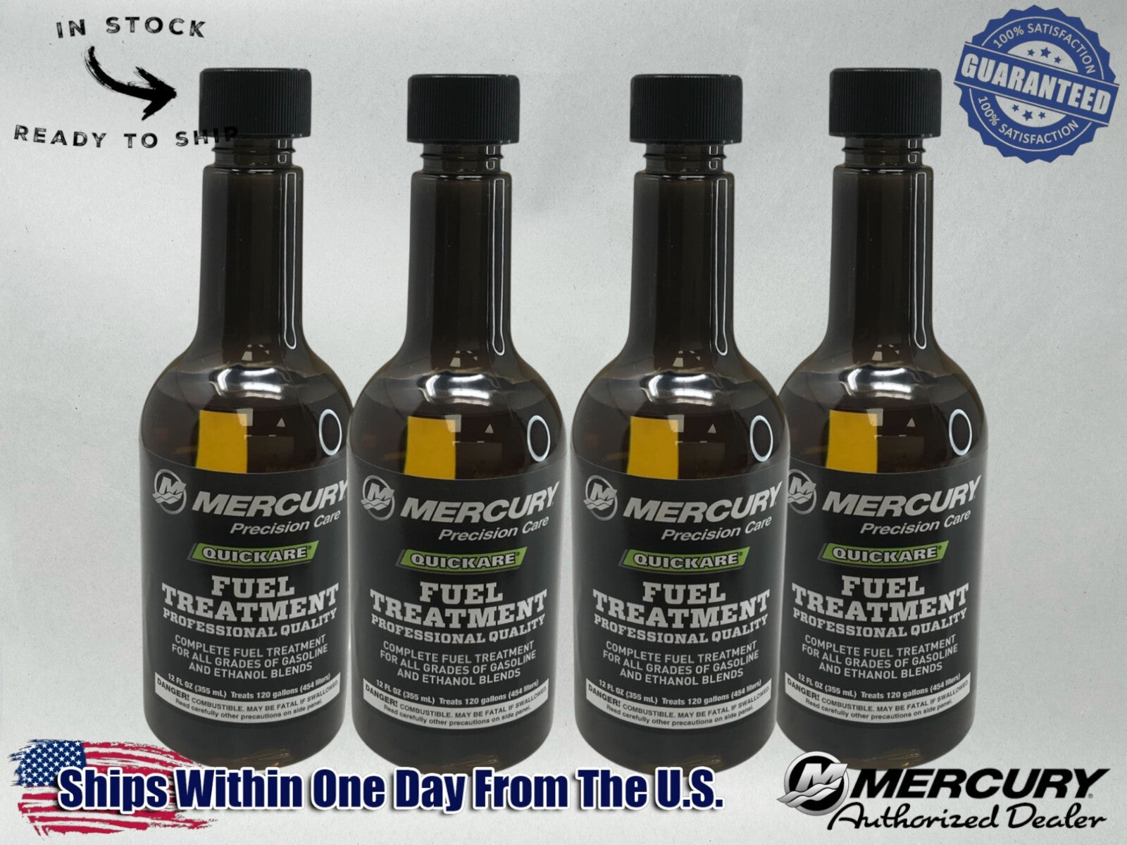 Mercury Genuine OEM Authentic Quickare Fuel Treatment 12 oz 92-8M0047930 4 Pack