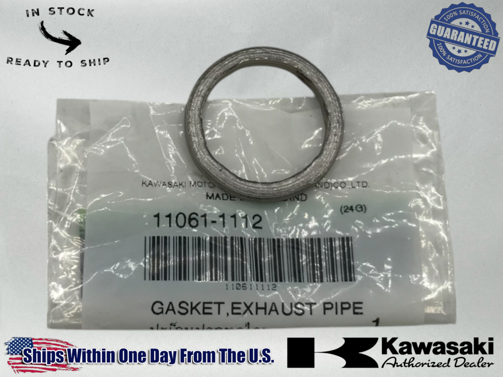 Kawasaki Genuine OEM 2002-25 KLX110 Z125 EXHAUST PIPE GASKET 11061-1112