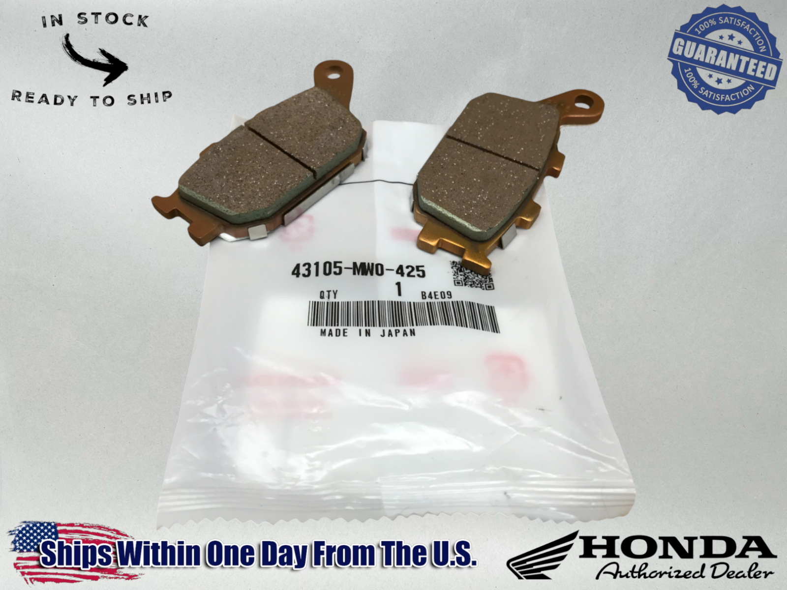 Honda Genuine OEM Authentic REAR BACK BRAKE PADS 43105-MW0-425