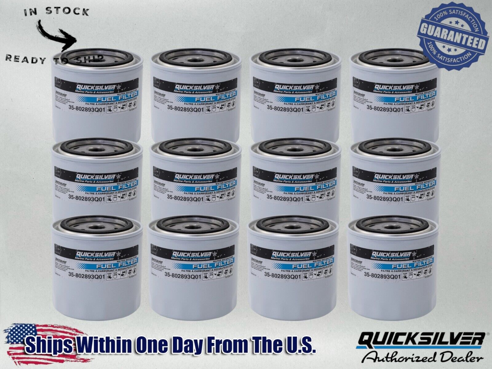 Quicksilver OEM Water Sep Fuel Filter Outboard and MerCruiser 802893Q01-12PACK