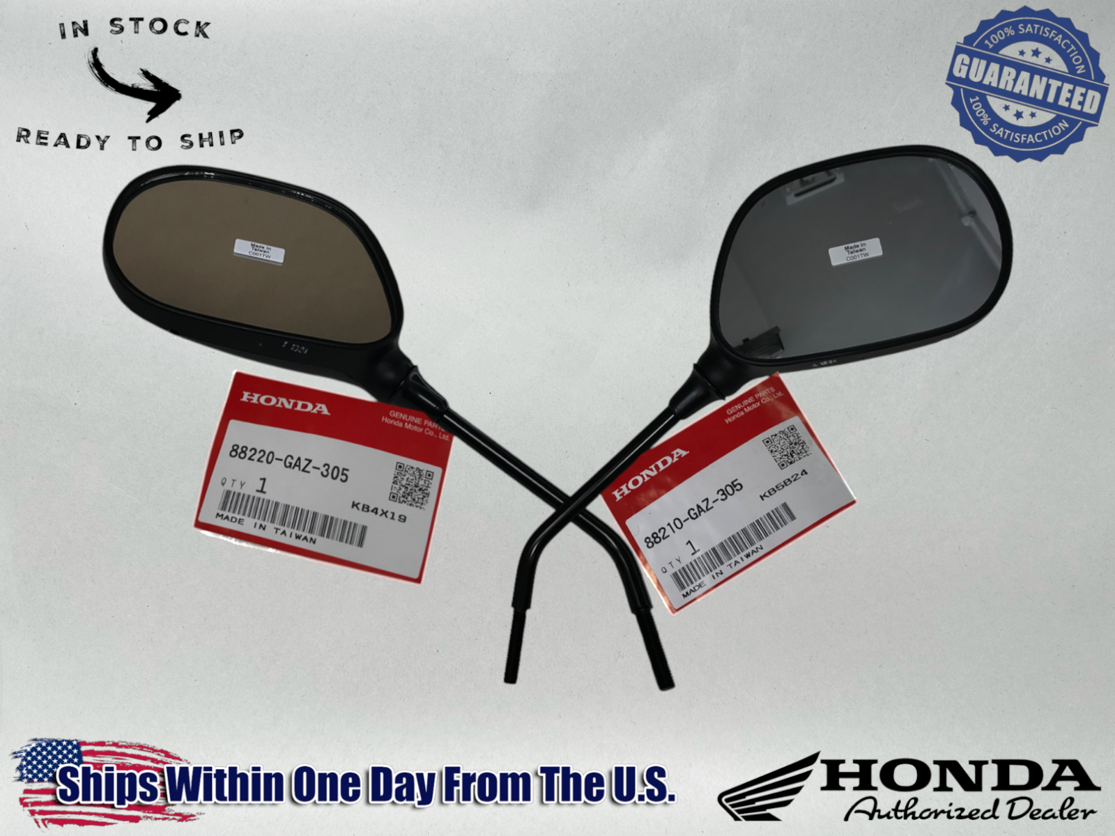 Honda Genuine OEM L & R REAR VIEW MIRRORS 2003 - 2022 RUCKUS 50 NPS50 NPS50S