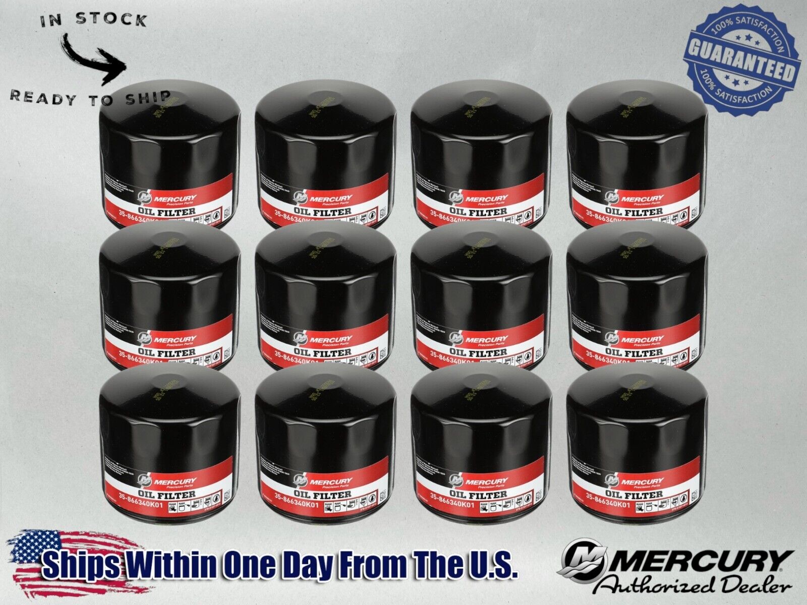 Mercury OEM MerCruiser Oil Filter Sterndrive and IB Engines 866340K01-12PACK
