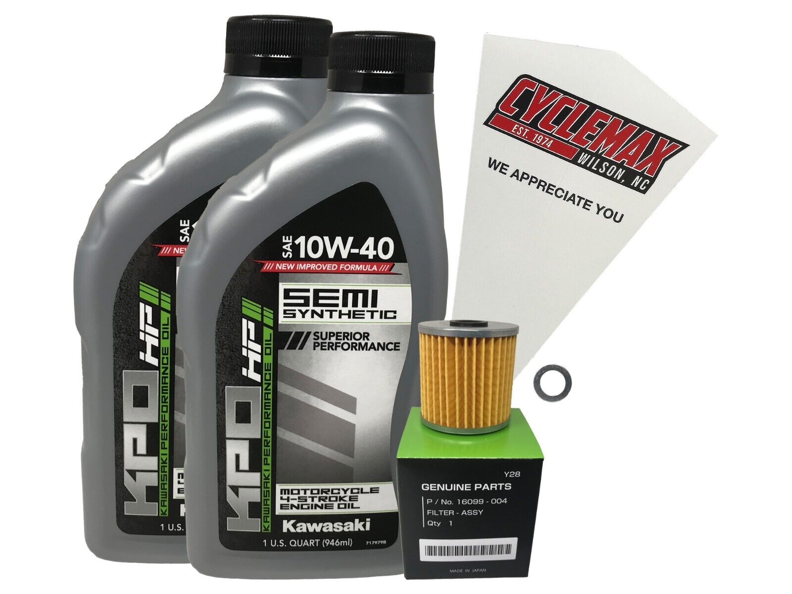 Cyclemax OEM SS 10W-40 Oil Change Kit fits 1988-2005 Kawasaki BAYOU 300