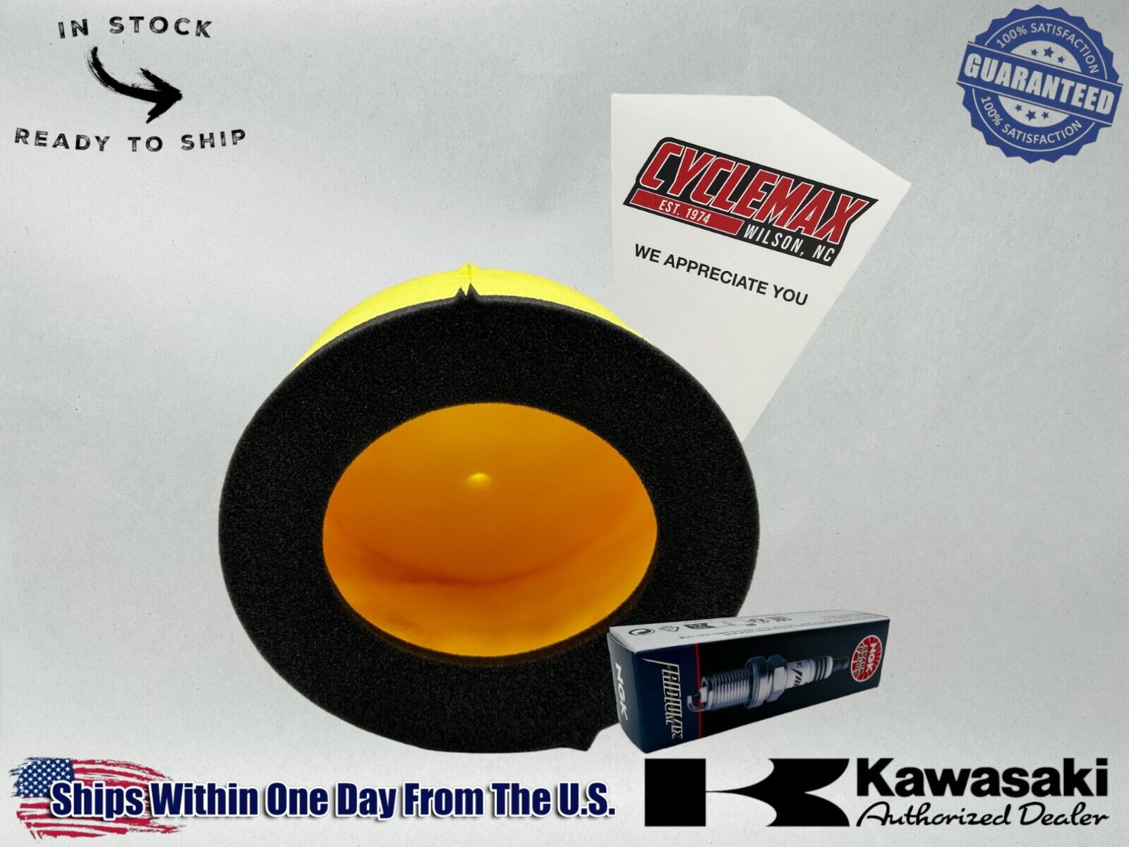 Cyclemax Maintenance Kit with Air Filter & Plug fits 2014-2021 Kawasaki KX100
