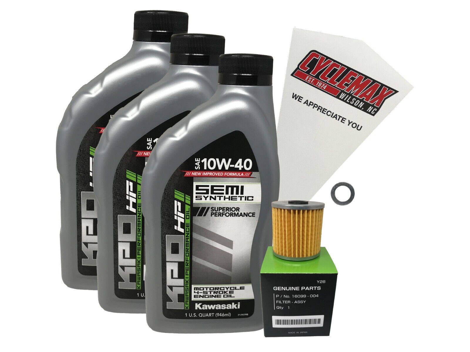 Cyclemax OEM SS 10W-40 Oil Change Kit fits 1988-2002 Kawasaki BAYOU 220