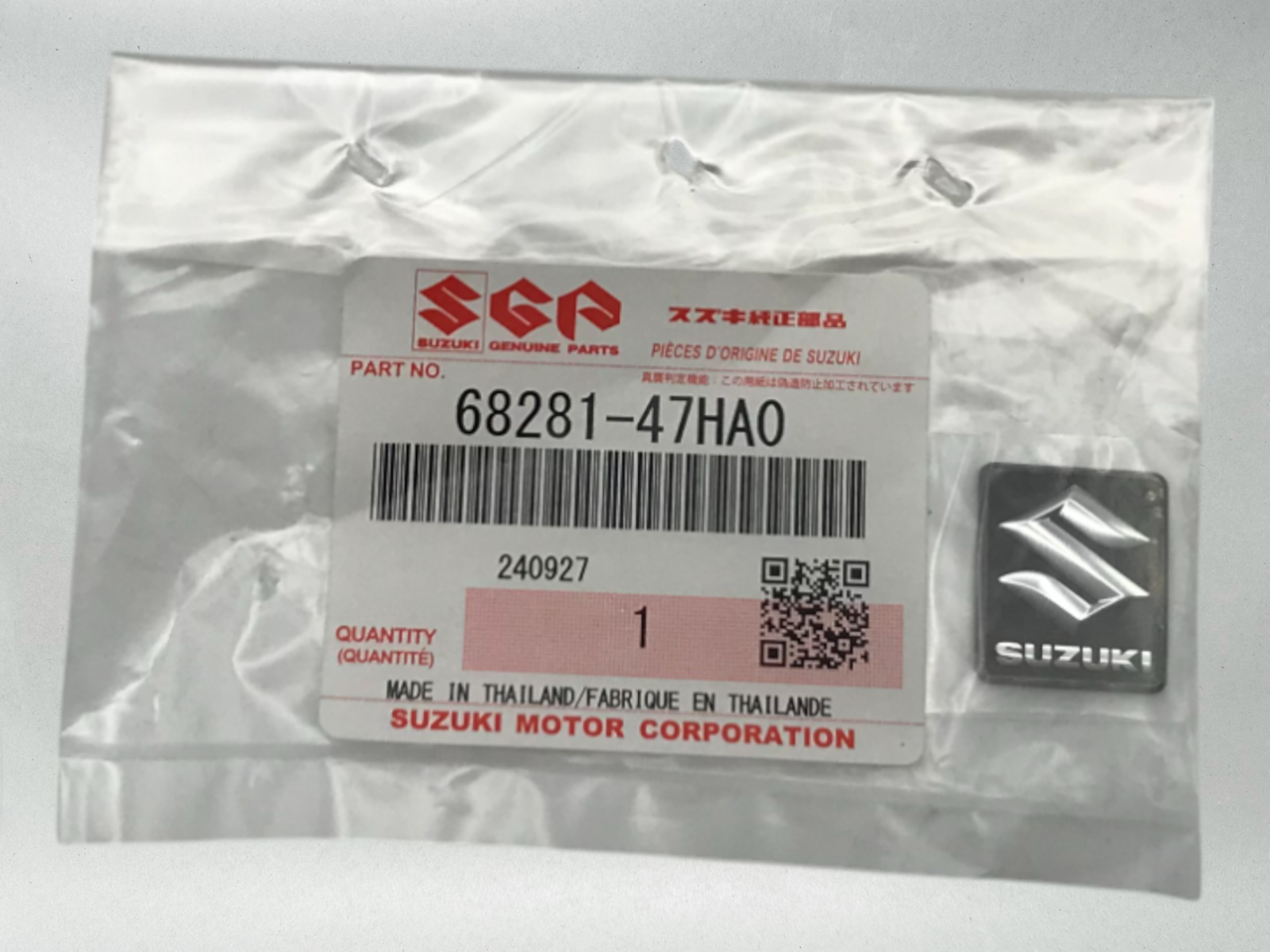 Suzuki Genuine OEM "S" EMBLEM FITS MUTIPLE BIKES CHECK FITMENT CHART 68281-47HA0