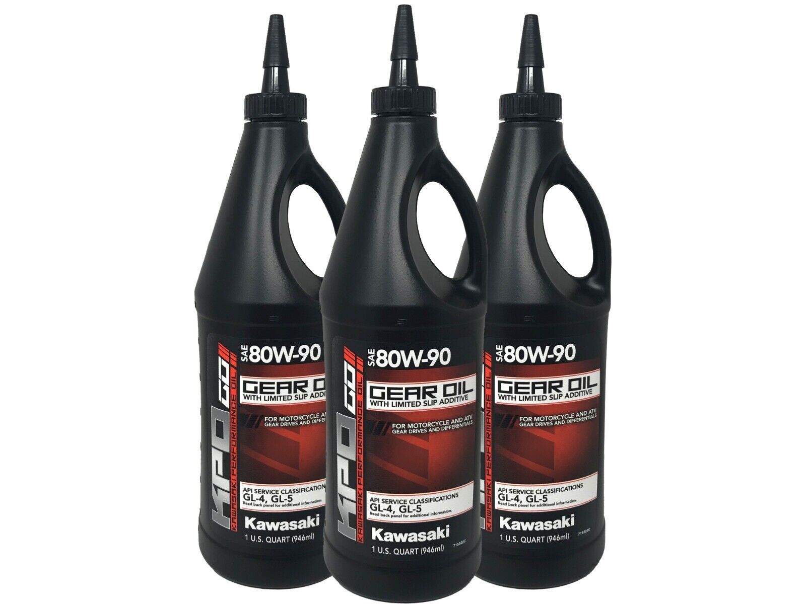 Kawasaki OEM KPO Gear Oil with Limited Slip Quart K6103G-103-01Q - 3 Pack