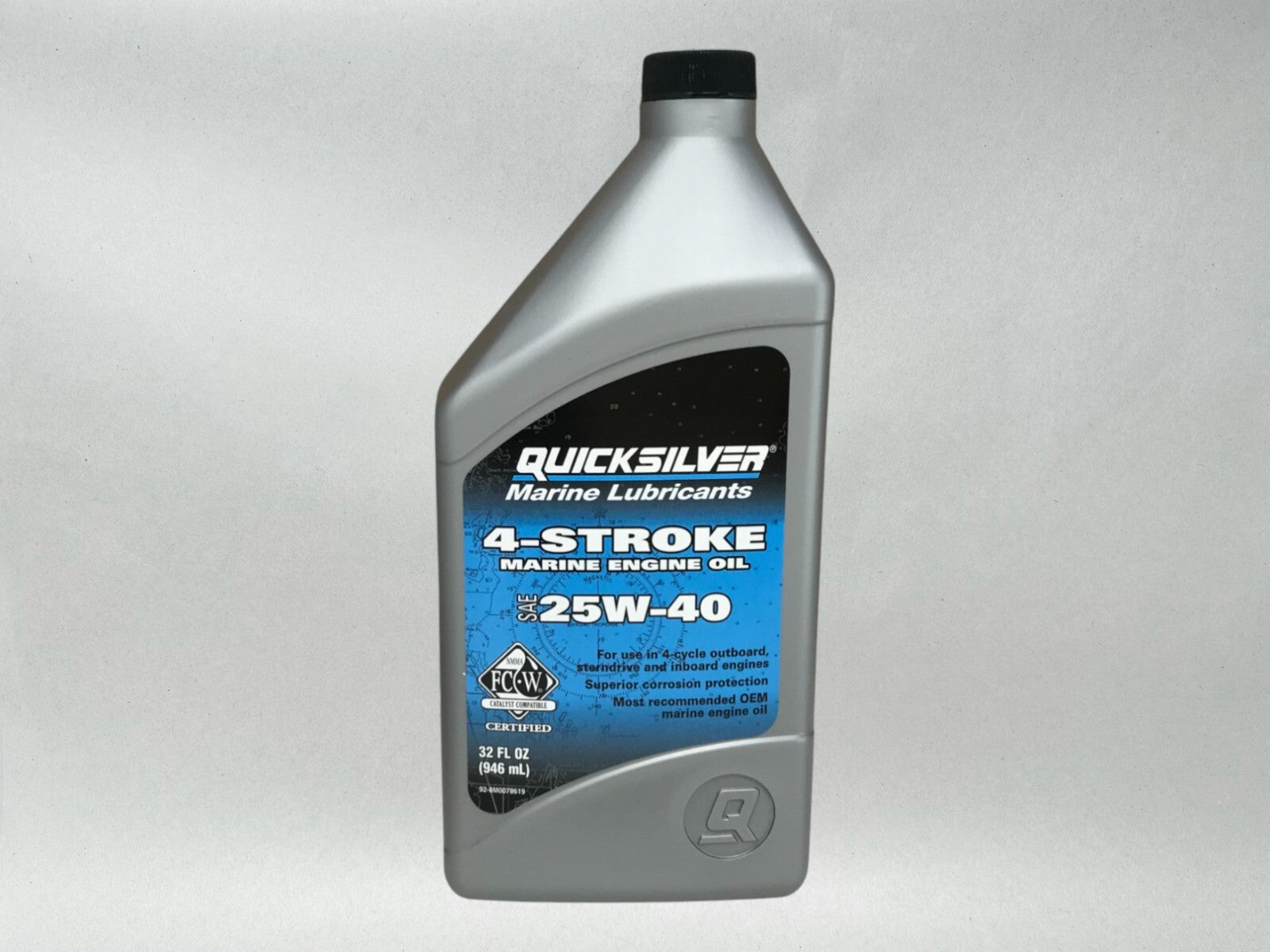 Quicksilver OEM 4 Stroke Std Marine Engine Oil 25W40 Quarts 92-8M0078619 2 Pack