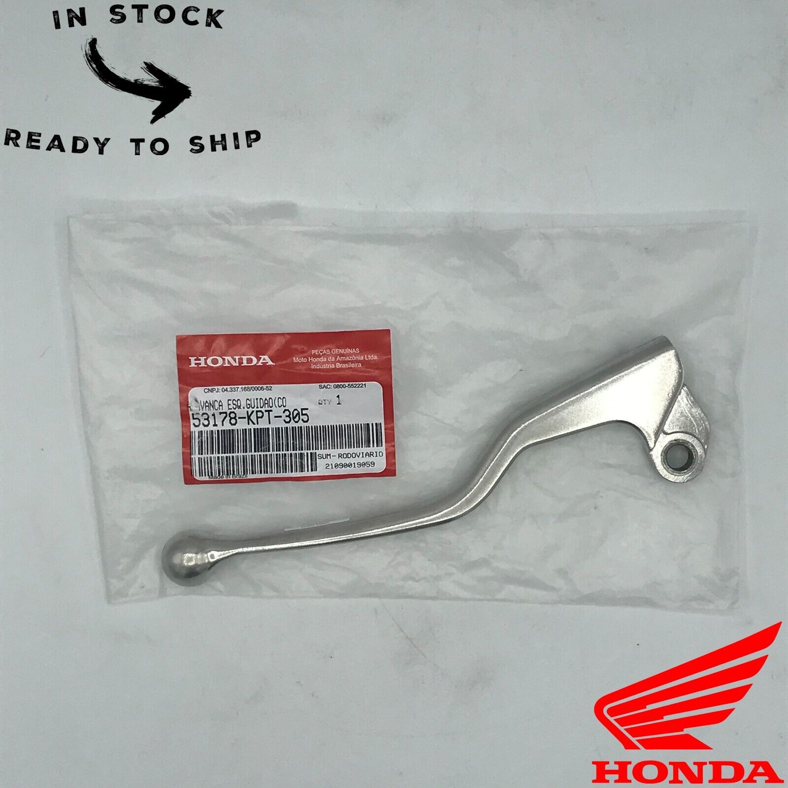 Genuine OEM Honda Left Handlebar Clutch Lever 53178-KPT-305