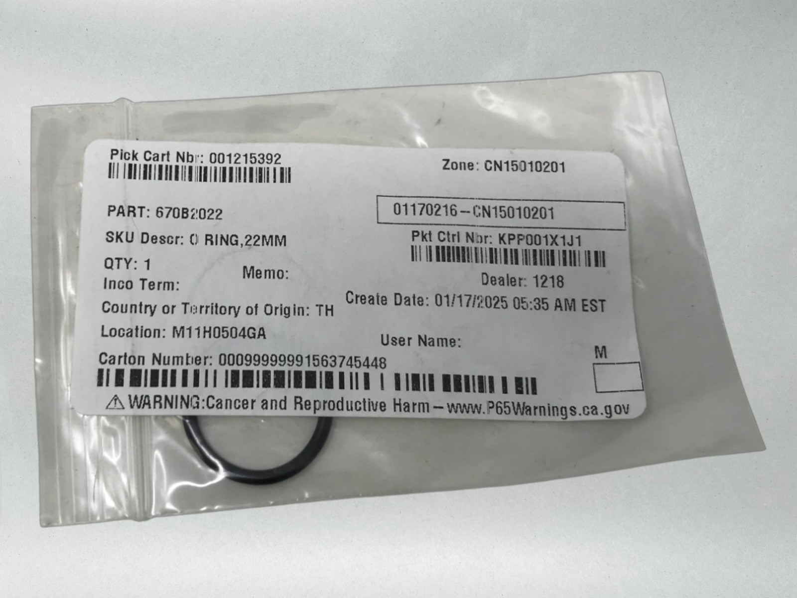 Kawasaki Genuine OEM 670B2022 O Ring 22mm Z1 BR EN KH KL KX KZ KDX KLT KLX KRF