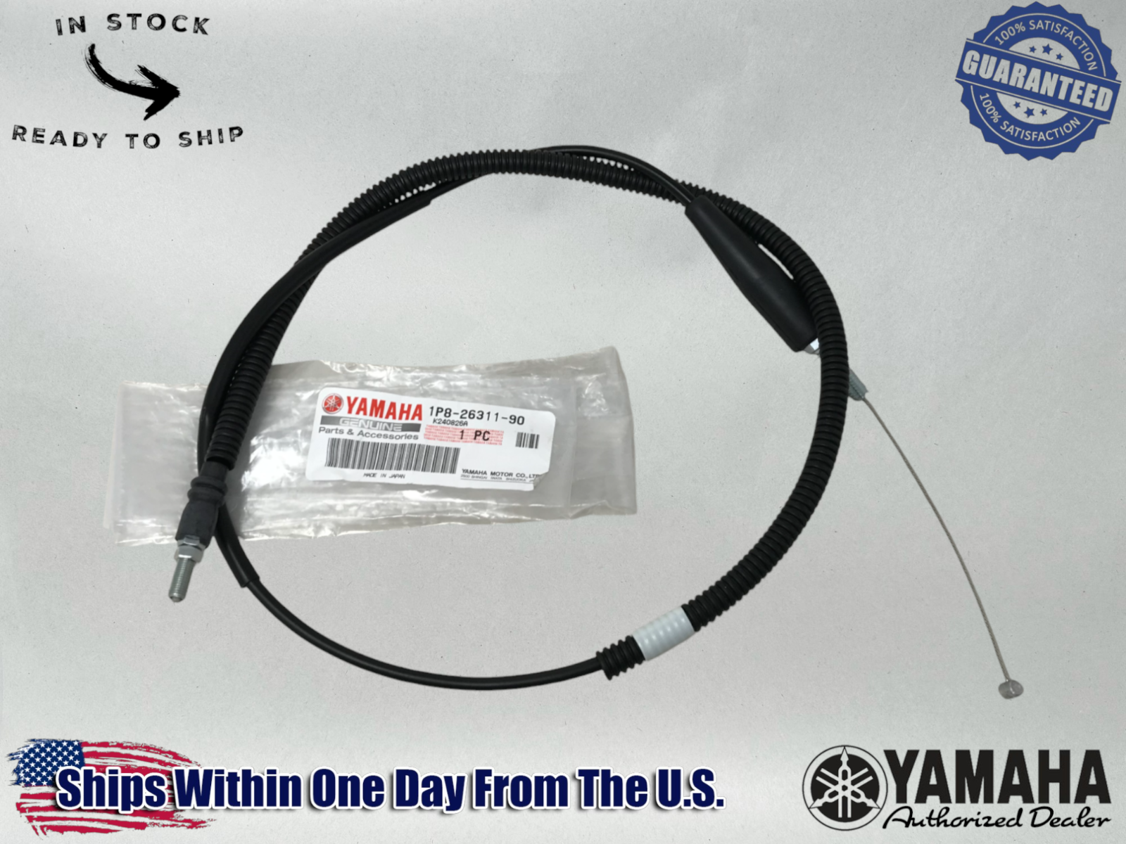 Yamaha Genuine OEM Authentic Rh Throttle Cable Assembly 1P8-26311-90-00