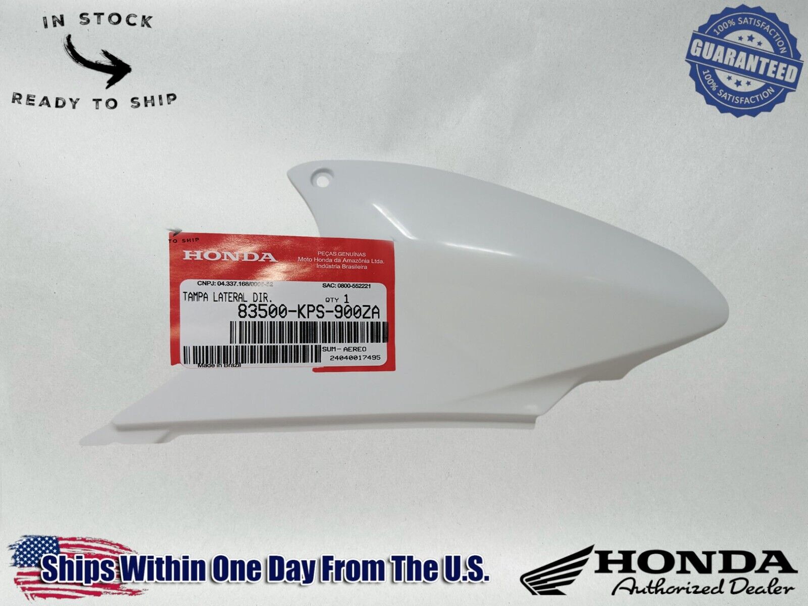 Honda Genuine OEM Authentic Right Side Cover Number Plate 83500-KPS-900ZA