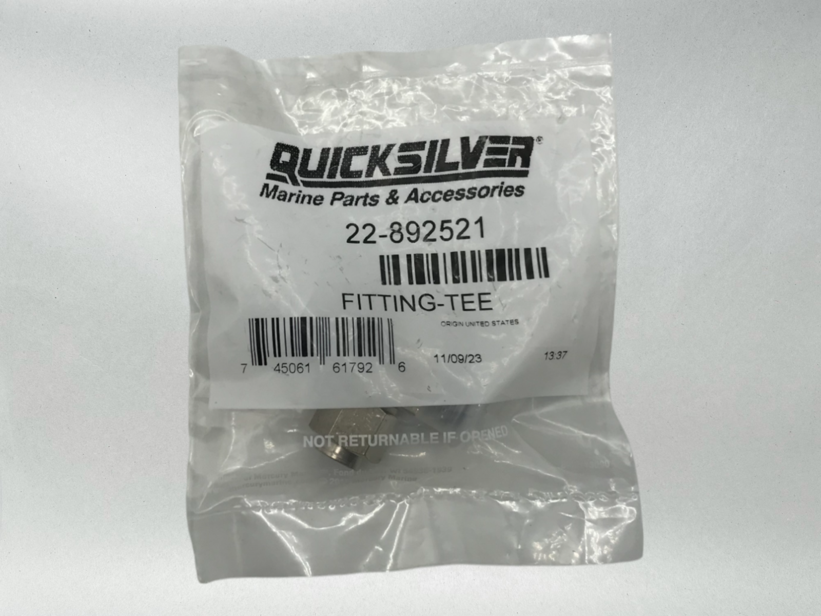 Mercury Marine Quicksilver Tee Fitting Power Steering Verado 9/16 22-892521