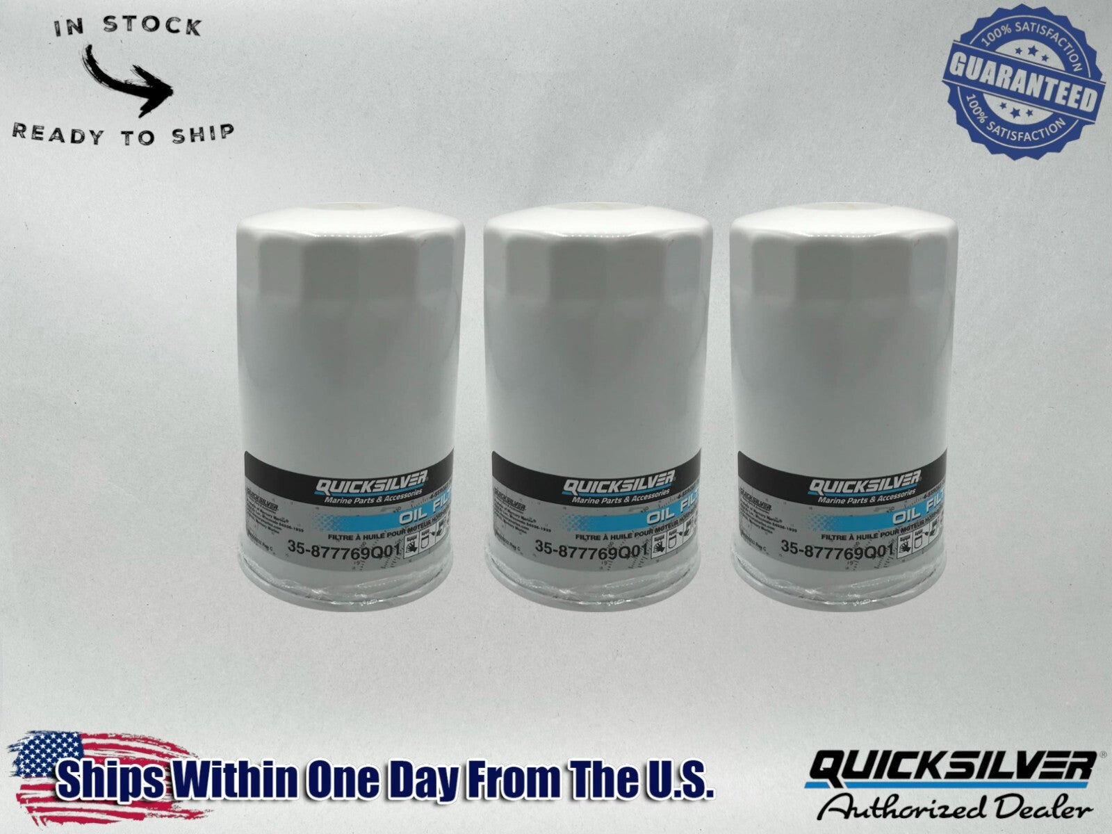 Quicksilver Genuine OEM Authentic Oil Filters 35-877769Q01 3 Pack