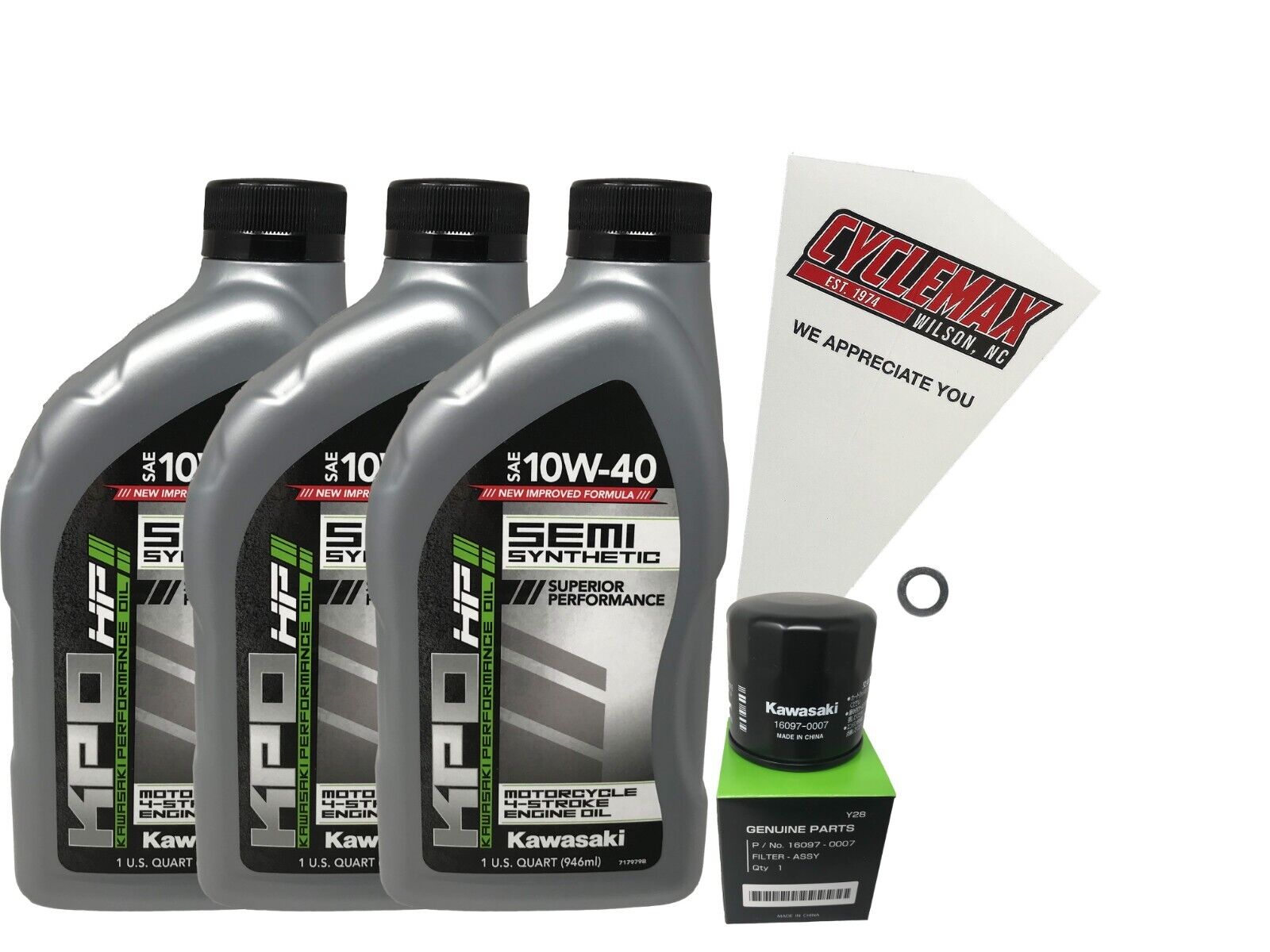 Cyclemax OEM SS 10W-40 Oil Change Kit fits 2006-2023 Kawasaki Brute Force 650