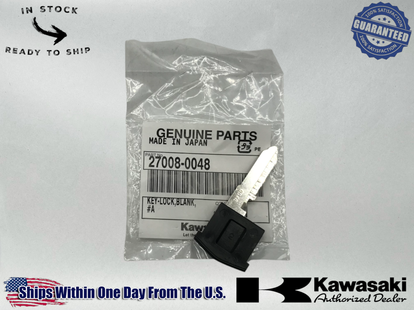 Kawasaki Genuine OEM 2008-22 KEY BLANK #A LOCK CONCOURS 14 ABS 27008-0048