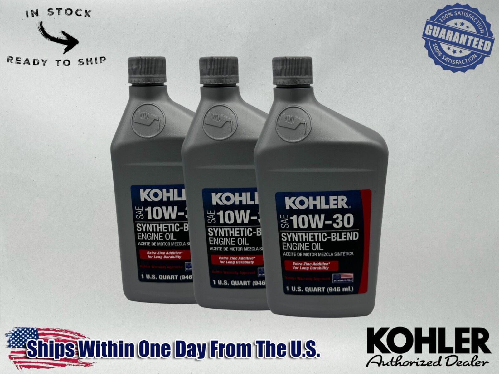 Kohler Genuine OEM SAE 10W-30 Synthetic-Blend Engine Oil 25 357 65-S-3PACK
