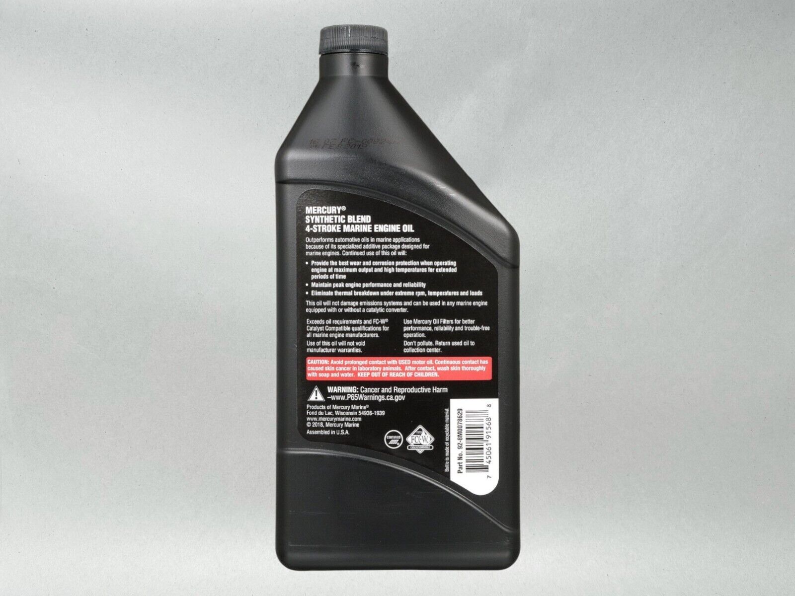 Mercury OEM SAE 25W-40 Synthetic Blend Marine Engine Oil Quart 8M0078629-6PACK