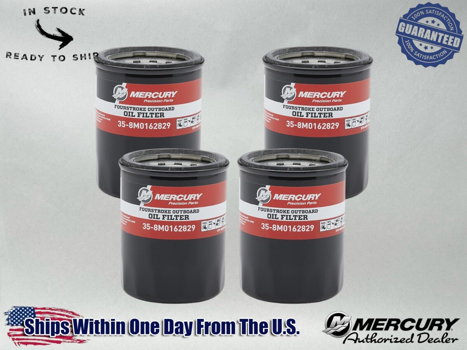 Mercury OEM Outboard Oil Filter for Mercury 25-115hp 8M0162829-4PACK