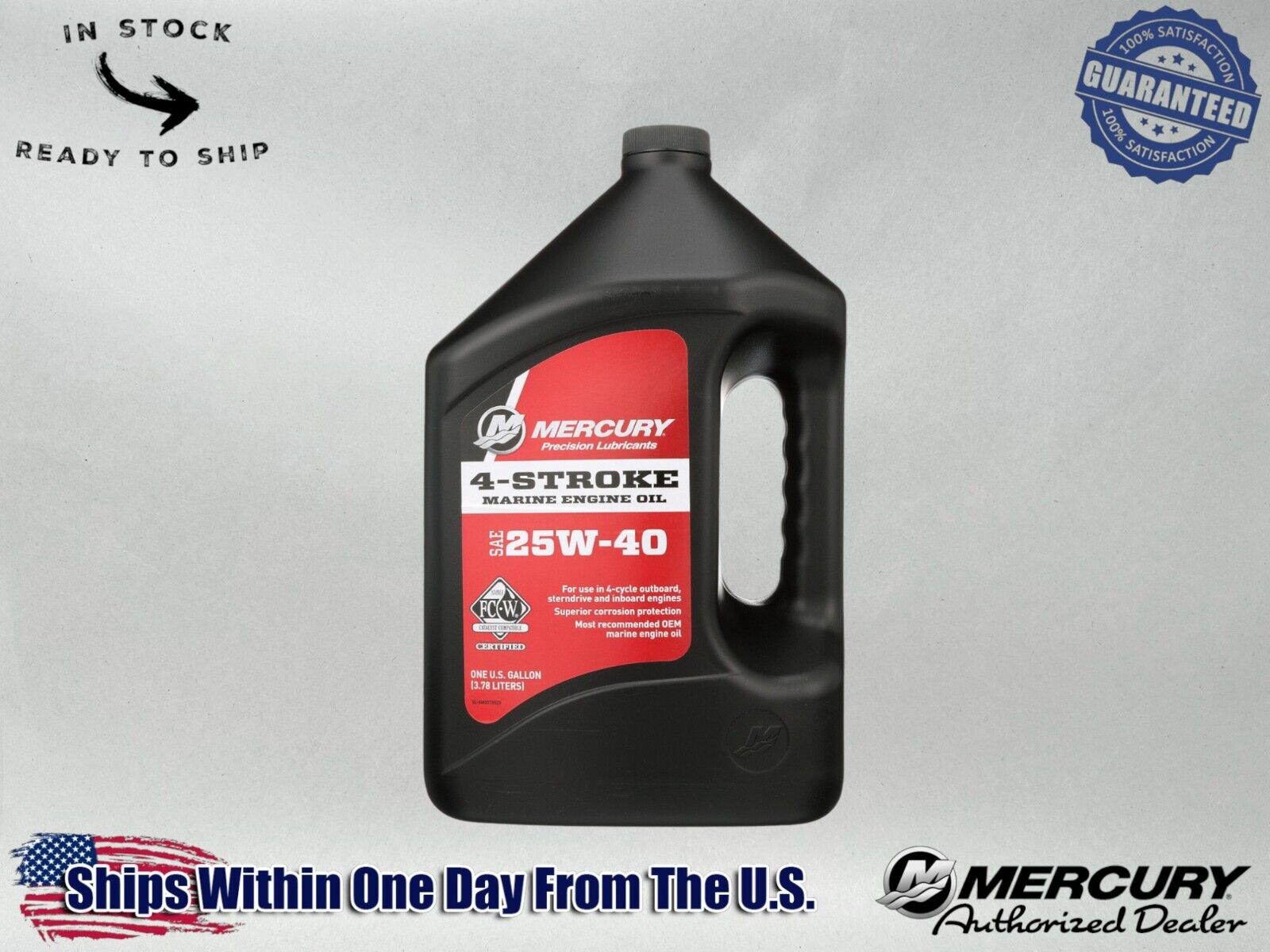 Mercury OEM SAE 25W-40 4-Stroke Marine Engine Oil 1 Gallon 8M0078628