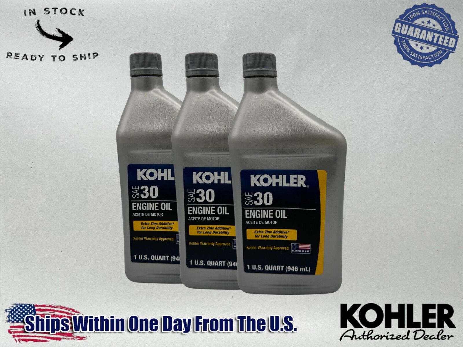 Kohler Genuine OEM Synthetic Blend SAE 30 4-Cycle Engine Oil 25 357 03-S-3PACK