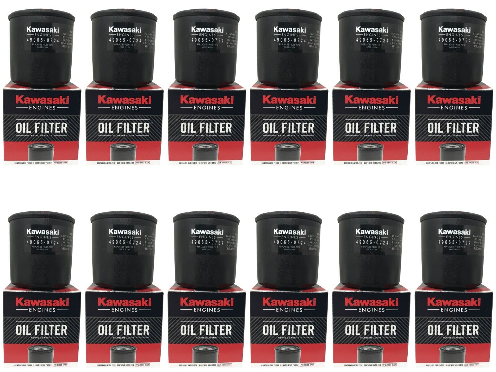 12 Pack OEM Kawasaki Oil Filter 49065-0724 (replaces 49065-7010)