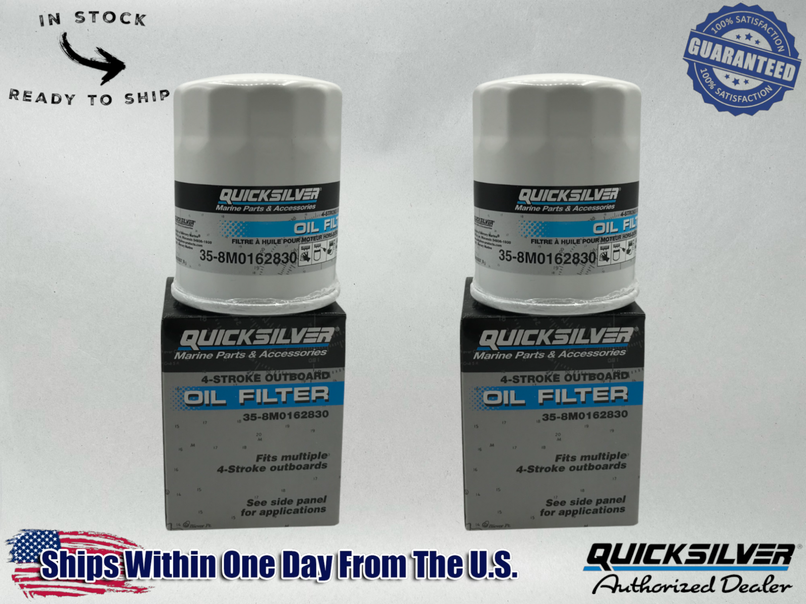Quicksilver Genuine OEM Authentic Oil Filters 35-8M0162830 2 Pack