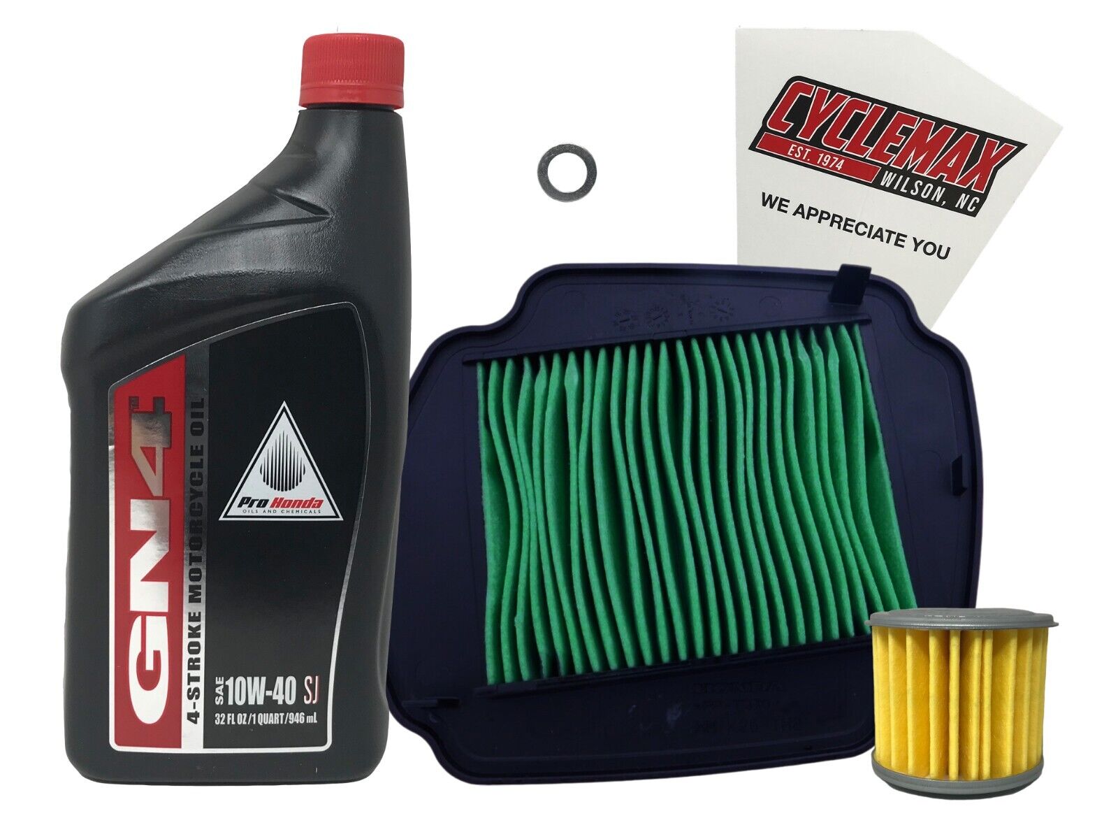 Cyclemax OEM 10W-40 Oil Change Kit fits 2021-2024 Honda Grom 125 with Air Filter