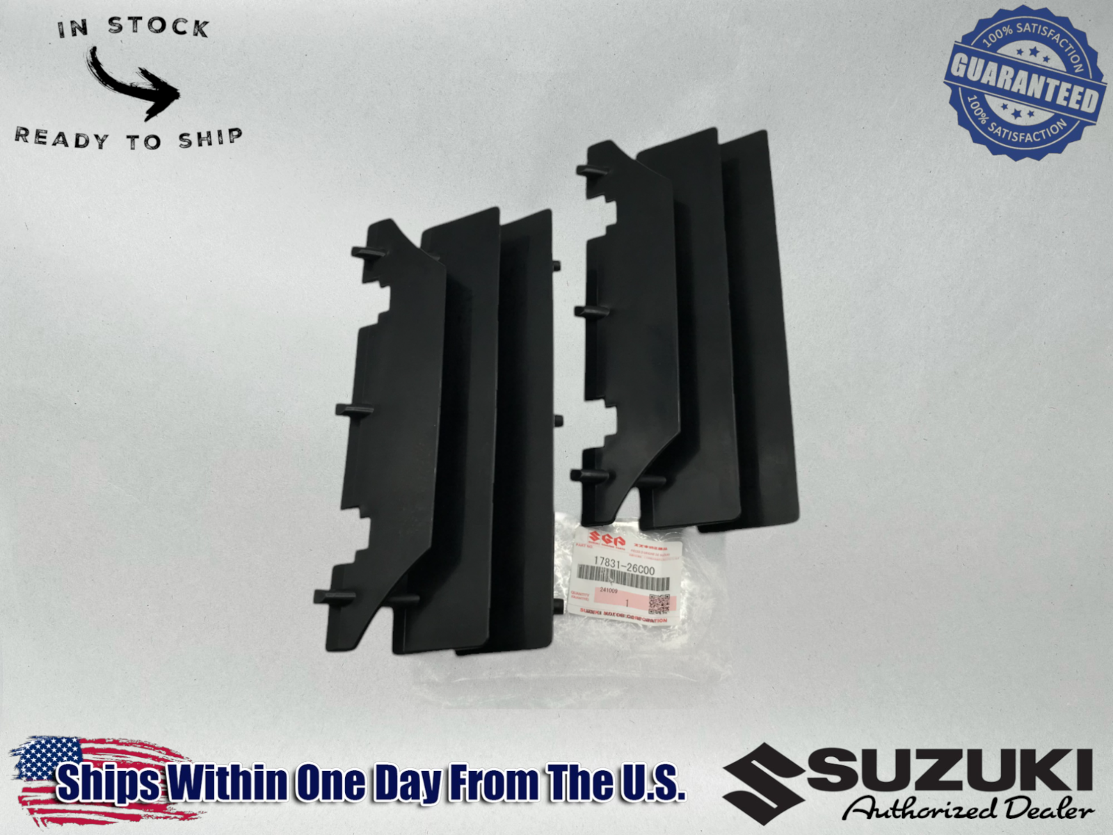 2 Suzuki Black Radiator Cover Guards RM125/250 RMX250 RM RMX 125 250 17831-26C00