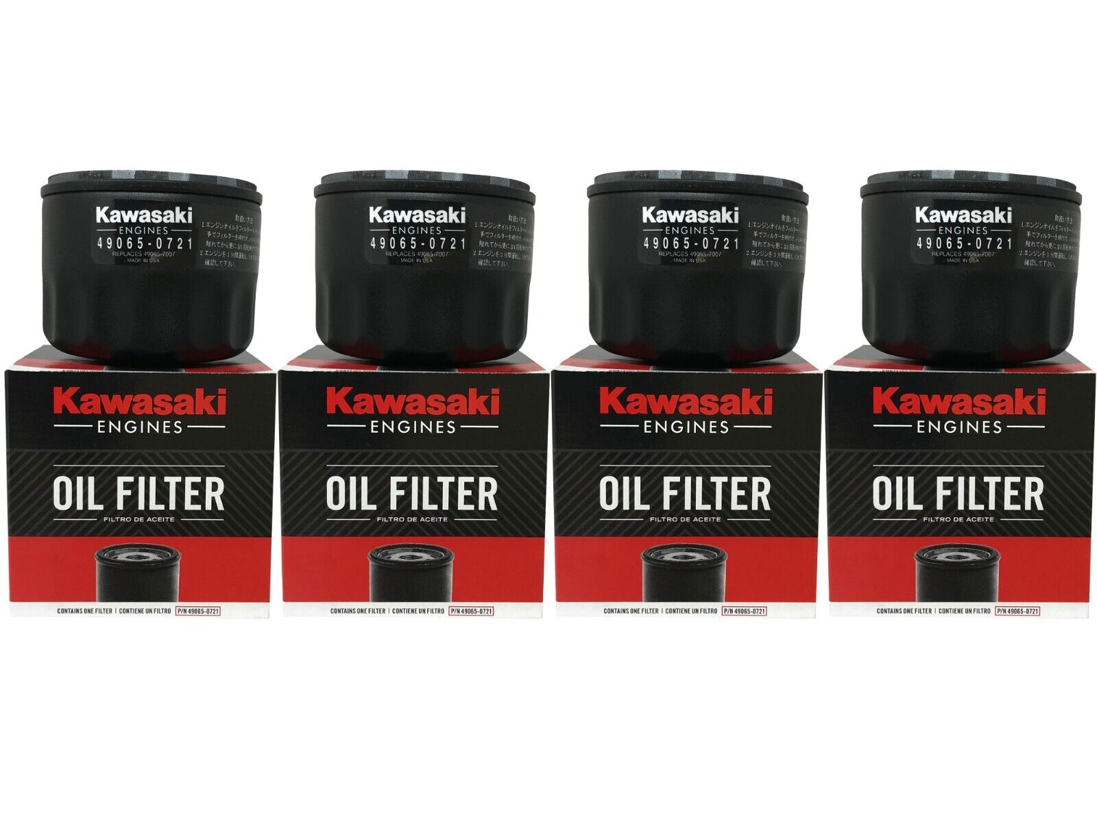 4 Pack OEM Kawasaki 49065-0721 Oil Filter Replaces 49065-7007