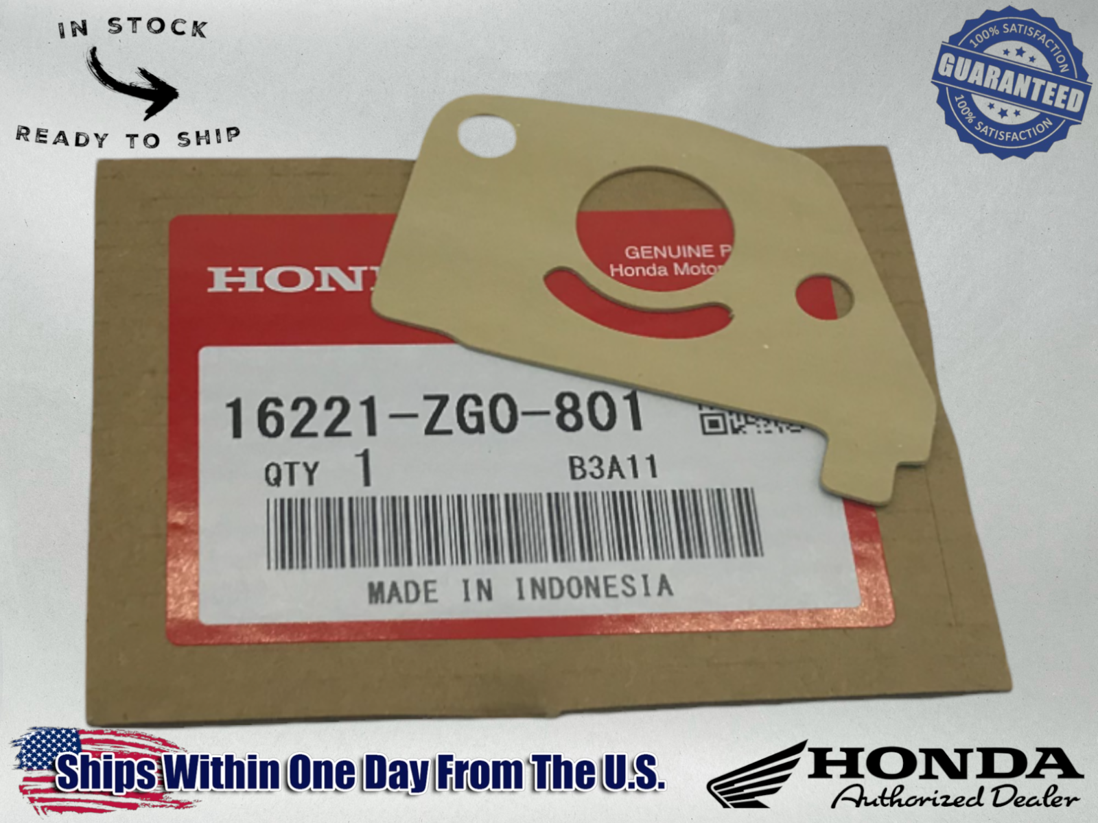 Honda OEM Carb Gasket BF2D EU2000i GX100 GXH50 16221-ZG0-801 16221-ZG0-801