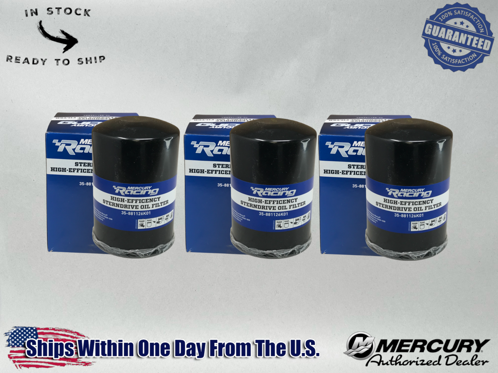 Mercury Genuine OEM Authentic High Performance Oil Filters 35-881126K01 3 Pack