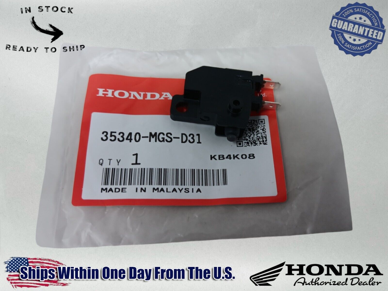 Honda Genuine OEM Authentic Front Stop Switch 35340-MGS-D31