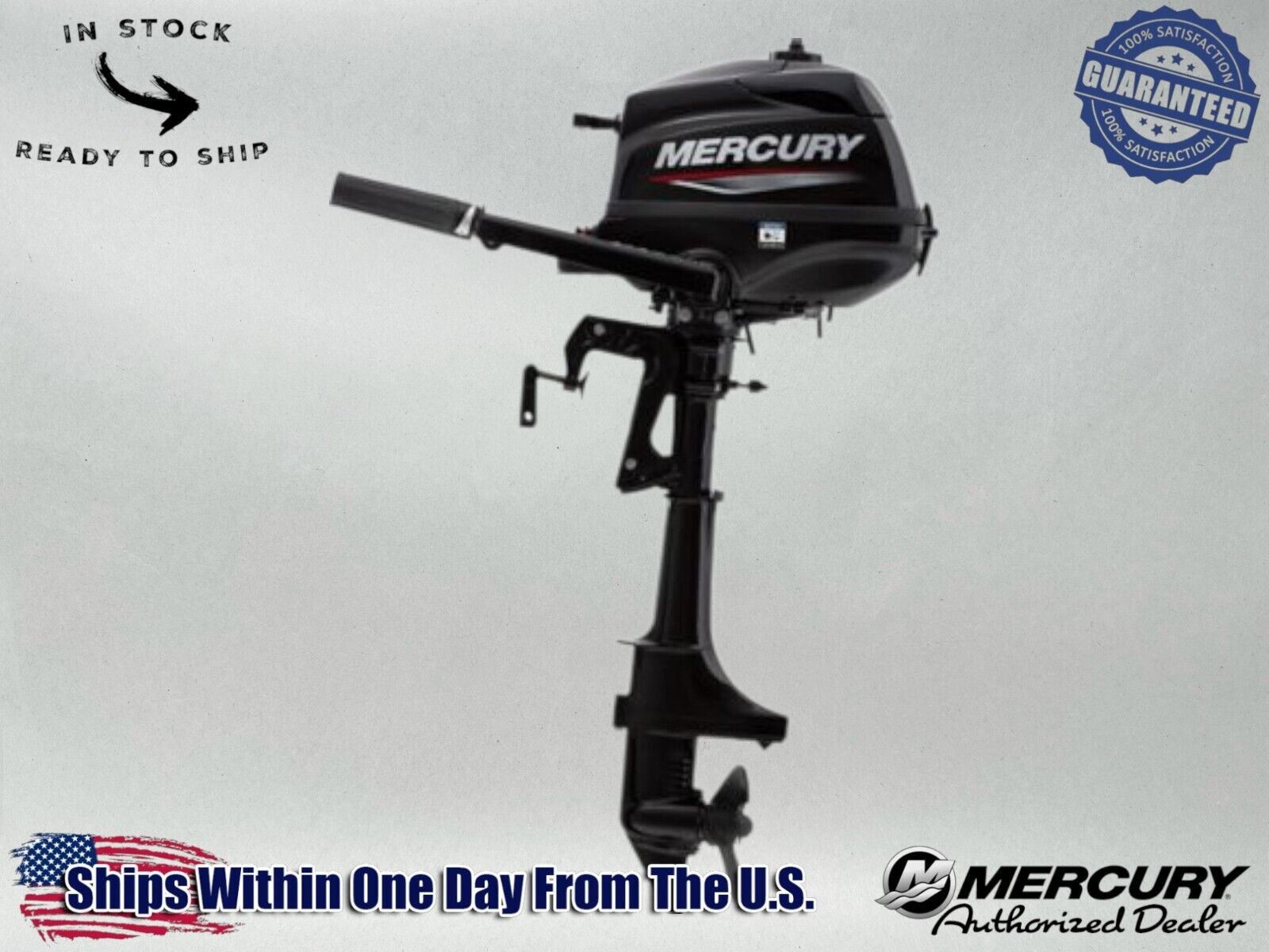Mercury 3.5hp Tiller FourStroke Outboard Motor, 15" Shaft Model ME 3.5 MH 4S