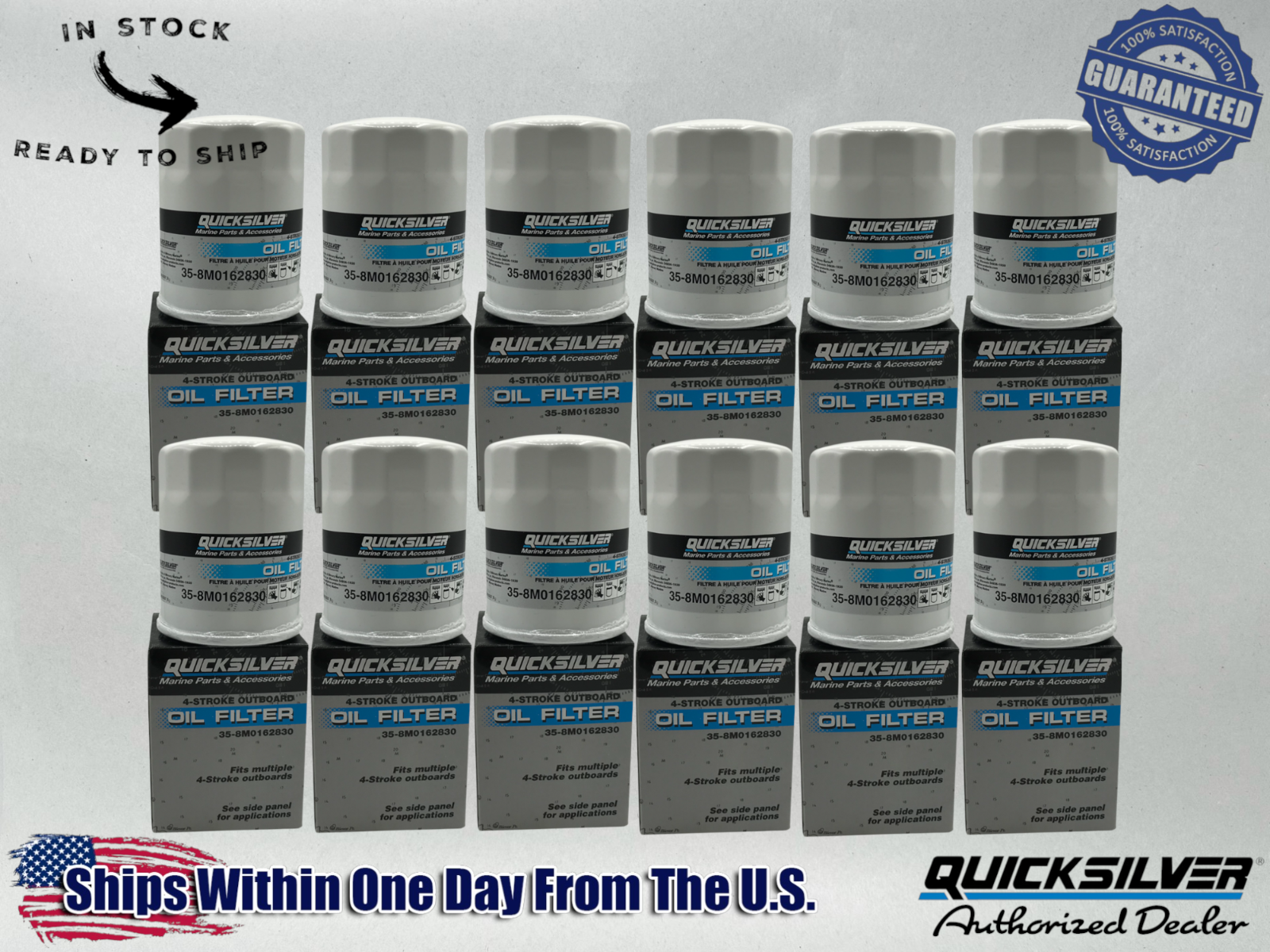 Quicksilver Genuine OEM Authentic Oil Filters 35-8M0162830 12 Pack